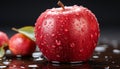 Freshness drops wet apple, ripe nature, gourmet organic backgrounds generated by AI