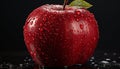 Freshness drops on wet food, close up of ripe apple generated by AI