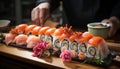Freshness and expertise on display sushi, sashimi, and maki rolls generated by AI Royalty Free Stock Photo