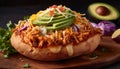 Freshness and flavor on a plate, homemade gourmet guacamole sandwich generated by AI