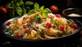 Freshness and flavor on a plate of pasta generated by AI