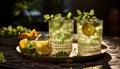 Freshness in a glass, citrus cocktail with mint generated by AI