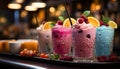 Freshness in a glass fruity cocktail, ice, raspberry, and alcohol generated by AI Royalty Free Stock Photo