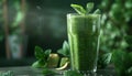 Freshness in a glass healthy smoothie with mint leaf