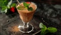 Freshness in a glass healthy smoothie with mint leaf