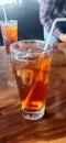 The freshness of a glass of lychee iced tea Royalty Free Stock Photo