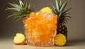 Freshness in a glass pineapple, citrus, and tropical cocktail generated by AI
