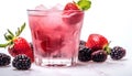 Freshness in a glass strawberry, raspberry, blackberry, blueberry, mint, citrus generated by AI