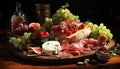 Freshness and gourmet on a rustic wood table generated by AI