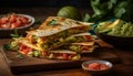 Freshness of guacamole and taco, a delicious Mexican food meal generated by AI Royalty Free Stock Photo