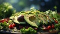 Freshness, healthy eating, gourmet salad, organic vegetarian food, ripe fruit generated by AI