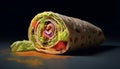 Freshness and healthy eating in a gourmet vegetarian wrap sandwich generated by AI Royalty Free Stock Photo