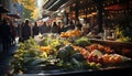 Freshness, healthy eating, variation nature bounty at the street market generated by AI