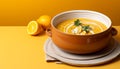 Freshness and heat in a healthy pumpkin soup generated by AI