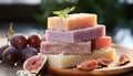 Freshness and indulgence on a rustic wooden table gourmet appetizer, healthy eating, organic fruit, and softness of