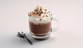 Freshness in a mug hot coffee, whipped cream, chocolate indulgence generated by AI Royalty Free Stock Photo