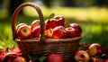 Freshness of nature in a basket, ripe apples for healthy eating generated by AI