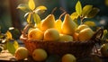 Freshness of nature in a basket of ripe citrus fruit generated by AI