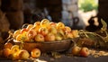 Freshness of nature in a basket of ripe fruit generated by AI