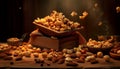 Freshness in nature bounty almond, cashew, walnut, hazelnut, pecan, pumpkin generated by AI