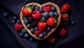 Freshness of nature bounty blueberry, strawberry, raspberry, organic, healthy eating generated by AI