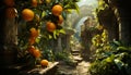 Freshness of nature bounty: orange tree bears ripe citrus fruit generated by AI