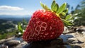 Freshness of nature bounty: ripe strawberry, juicy raspberry, refreshing drop generated by AI
