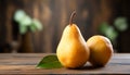 Freshness of nature bounty on a rustic wooden table generated by AI