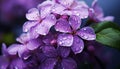 Freshness of nature in a bouquet of lilac hydrangea flowers generated by AI
