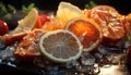 Freshness and nature combine in a healthy, citrus filled gourmet summer meal generated by AI