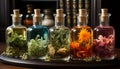 Freshness and nature in a glass jar, herbal medicine collection generated by AI