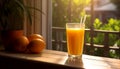 Freshness and nature in a glass, orange juice for refreshment generated by AI