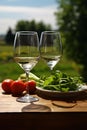 Freshness and nature in a glass of wine, generated by AI