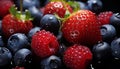 Freshness of nature gourmet dessert, juicy berry drop generated by AI