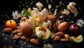 Freshness and nature in a healthy eating gourmet almond dessert generated by AI