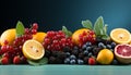 Freshness of nature lemon, lime, orange, raspberry, blueberry, strawberry generated by AI