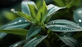 Freshness of nature wet leaf, dew drop, vibrant green growth generated by AI Royalty Free Stock Photo