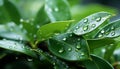 Freshness of nature wet leaf, dew drop, vibrant green growth generated by AI Royalty Free Stock Photo