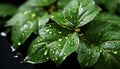 Freshness of nature wet leaf, green plant, dew drop generated by AI Royalty Free Stock Photo