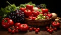 Freshness of organic vegetables in a multi colored salad basket generated by AI Royalty Free Stock Photo
