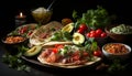 Freshness on a plate gourmet taco with tomato and avocado generated by AI