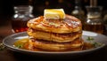 Freshness on a plate, homemade gourmet pancakes generated by AI