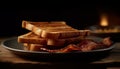 Freshness on a plate Toasted bread, grilled meat, healthy eating generated by AI