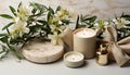 Freshness and relaxation in nature beauty treatment, scented candle aromatherapy generated by AI Royalty Free Stock Photo