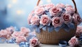 Freshness and romance in a bouquet of pink flowers generated by AI