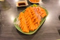 Freshness salmon plate from the Japan sea