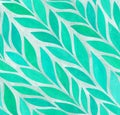 Freshness spring Floral seamless pattern. Hand drawn watercolor painting turquoise and green leaves on textured gray background.