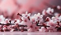 Freshness of springtime blossoms in a pink cherry blossom bouquet generated by AI