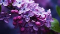 Freshness of springtime purple flower blossoms in nature beauty generated by AI