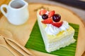 Freshness strawberry and grape fruit and crape cake